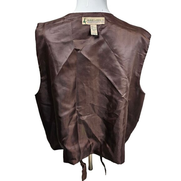 80s Marsh Landing Leather Vest Brown Suede Volup Womens 1X Rocker Biker Western - Picture 8 of 8